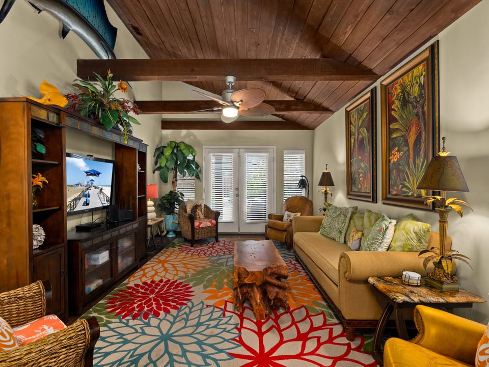 Settle into a welcoming living room with plush seating and a flat screen TV