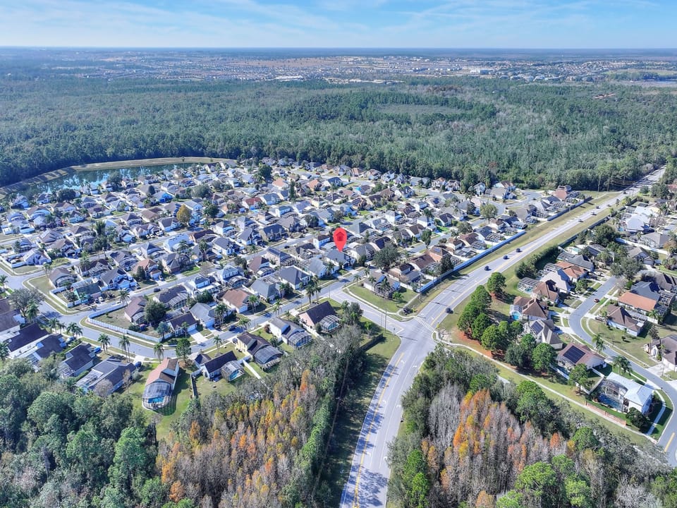 Aerial view of the peaceful neighbourhood near Disney