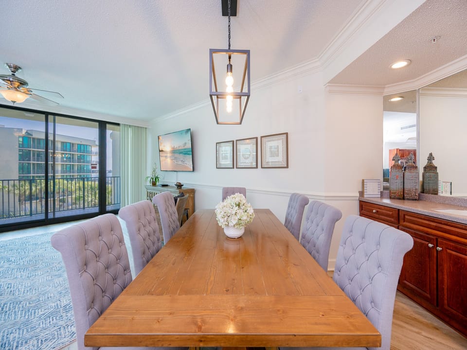 Gather around the spacious dining table, sharing laughter while enjoying the views of the lovely coastal landscapes