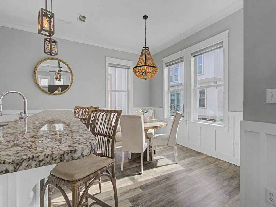 Enjoy morning coffee while sunlight warms the dining area or enjoy breakfast at the kitchen island