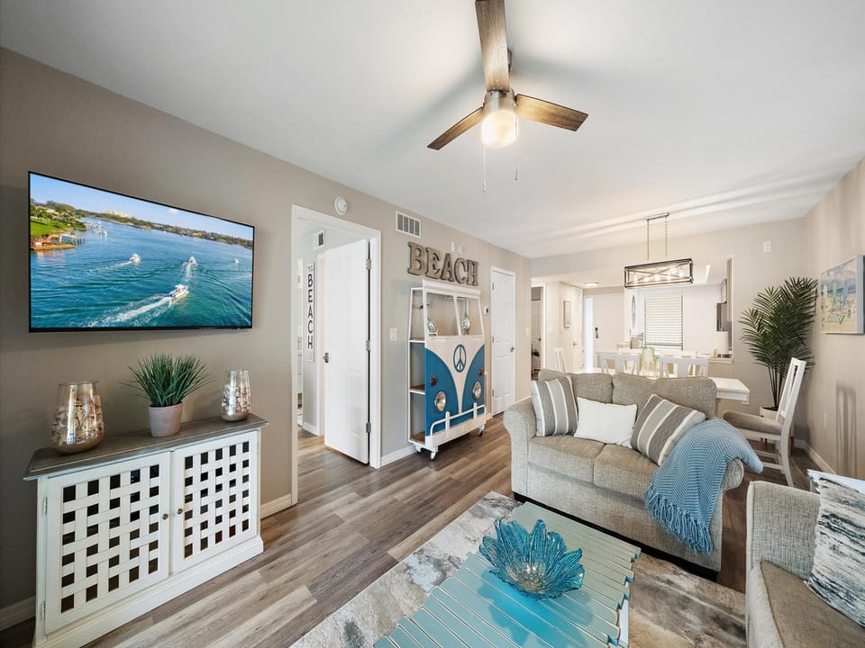 Settle into your coastal retreat with soft seating, beach-inspired décor, and an open layout that invites you to unwind and feel right at home.