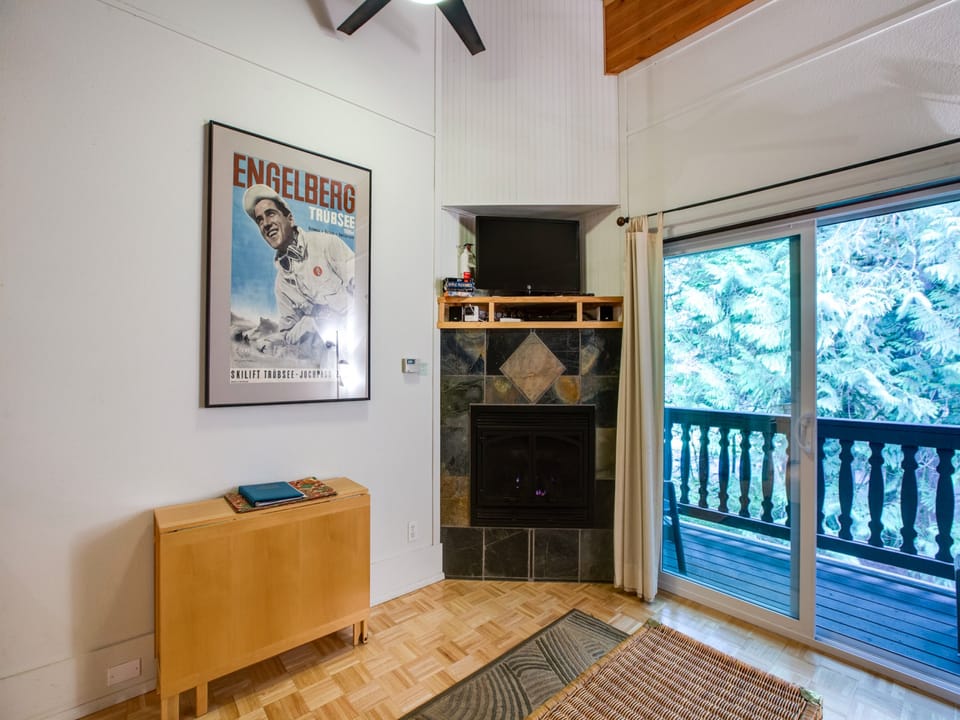 Siting area with gas fireplace