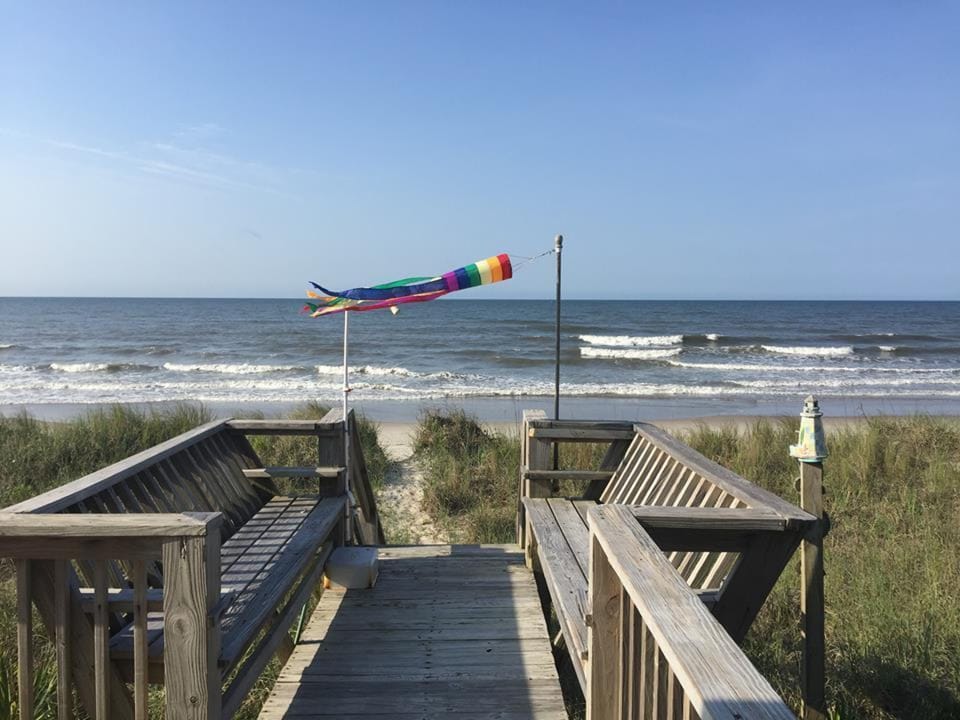 Beach view with flag