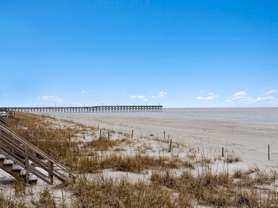 View of beach and pier