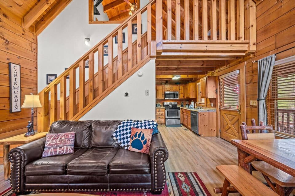 Convenient open floorplan. The stairs lead to the bed in the loft that also has a full bathroom.