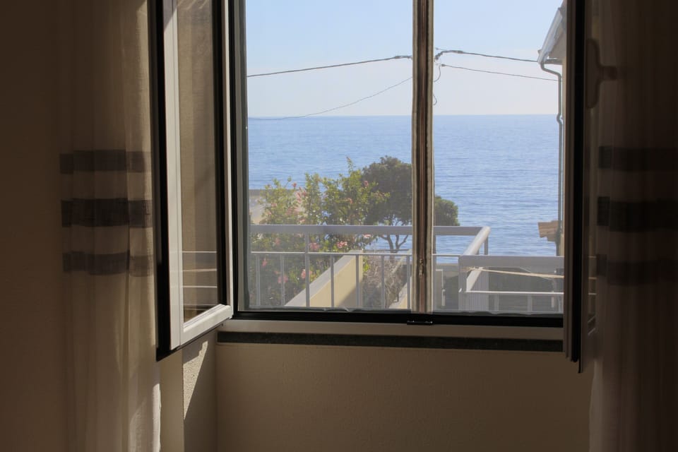 View from the bedroom (with two single beds)