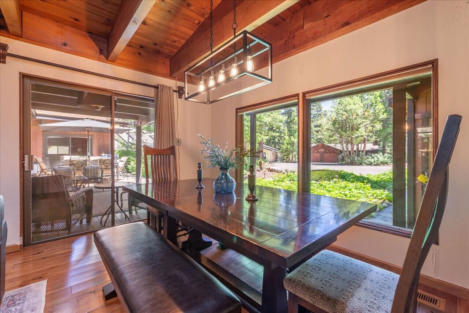 Large dining table seating 12+—perfect for shared meals and family gatherings