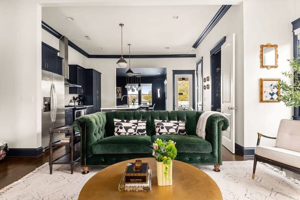 Living room furnished by Anthropologie