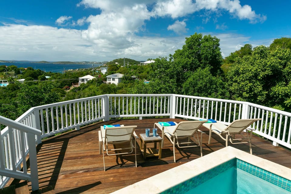 Large sunning area on pool deck.