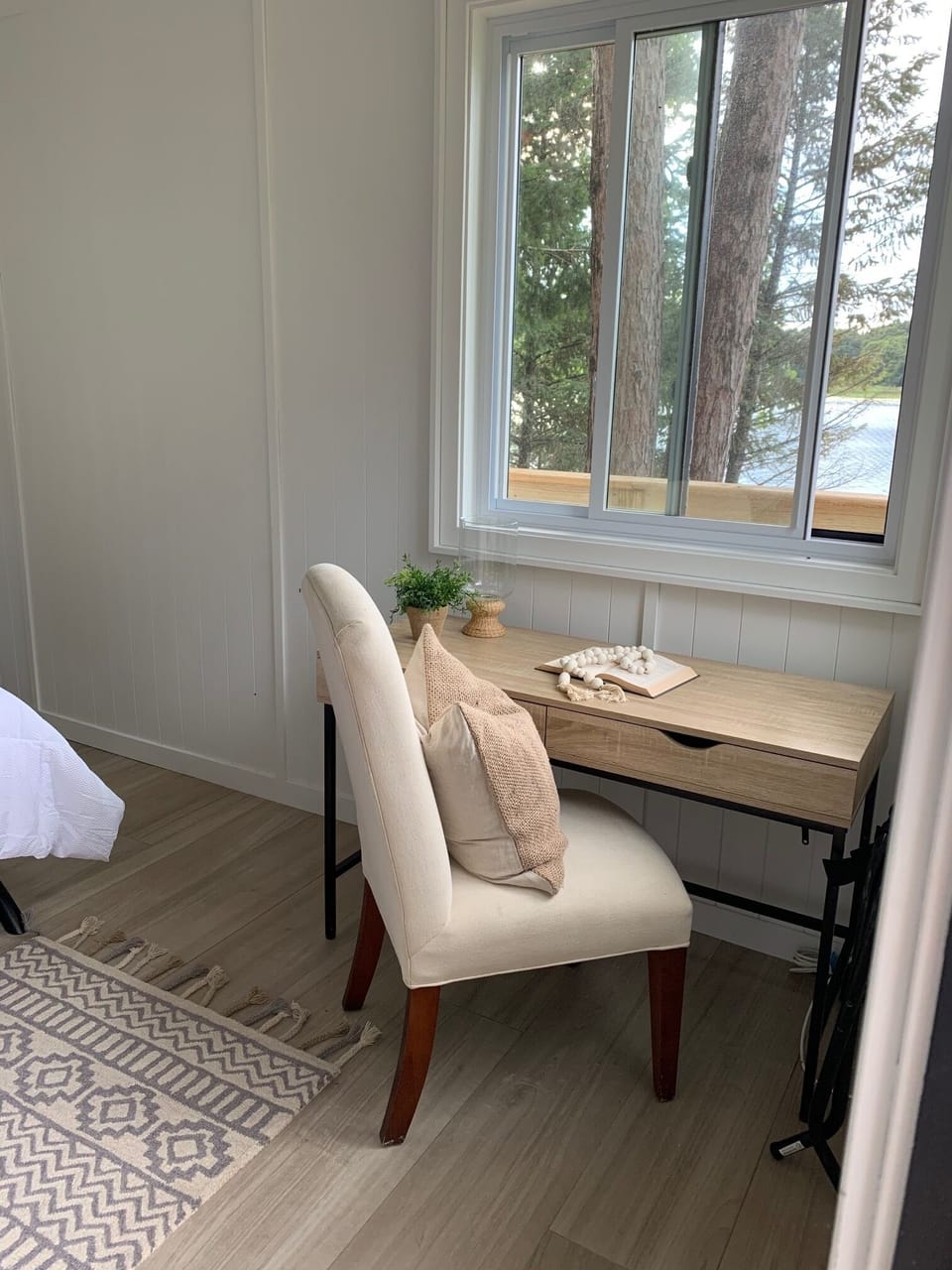 Separate workspace in the bunkhouse, just in case work calls while you are away.