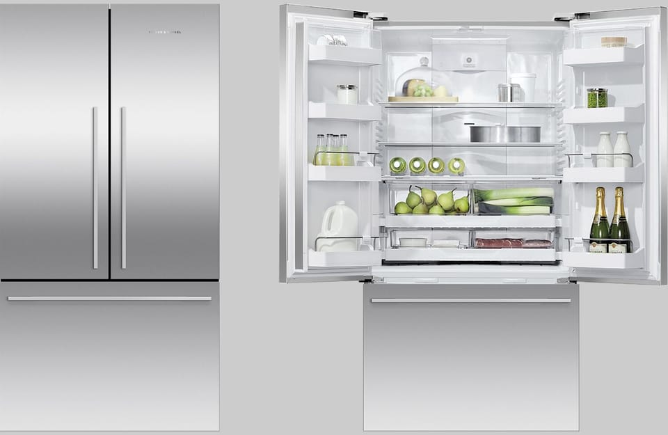 Luxury FISHER & PAYKEL appliances in kitchen - French Door Refrigerator Freezer.