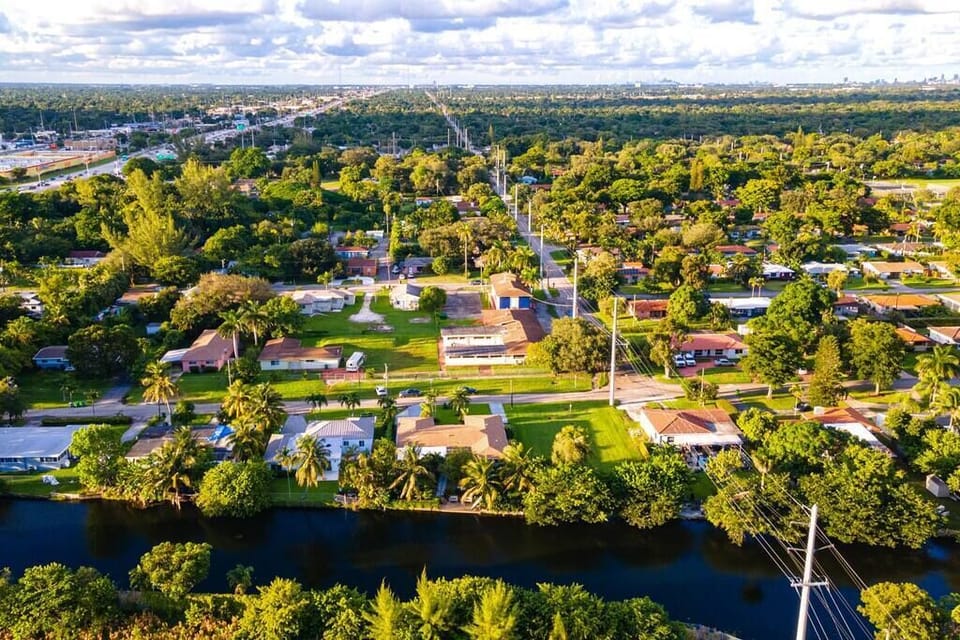 Aerial view of the property-canal.