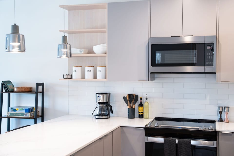 The property is stocked with kitchen essentials like olive oil , balsamic , salt and pepper.