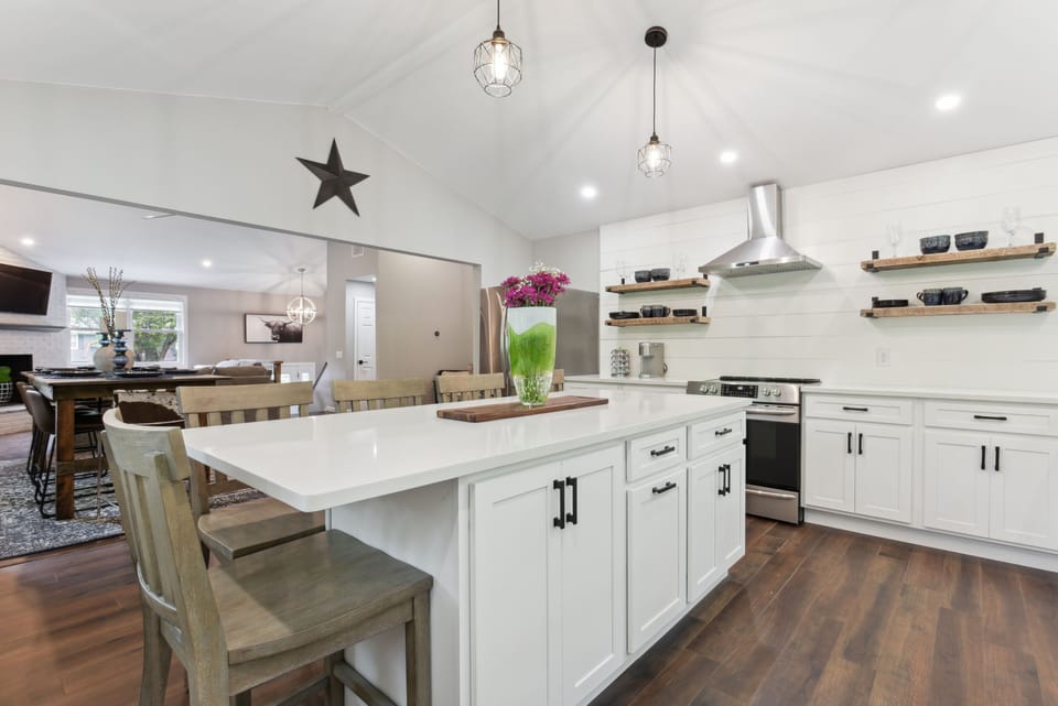 Expansive Kitchen Island with plenty of room for all