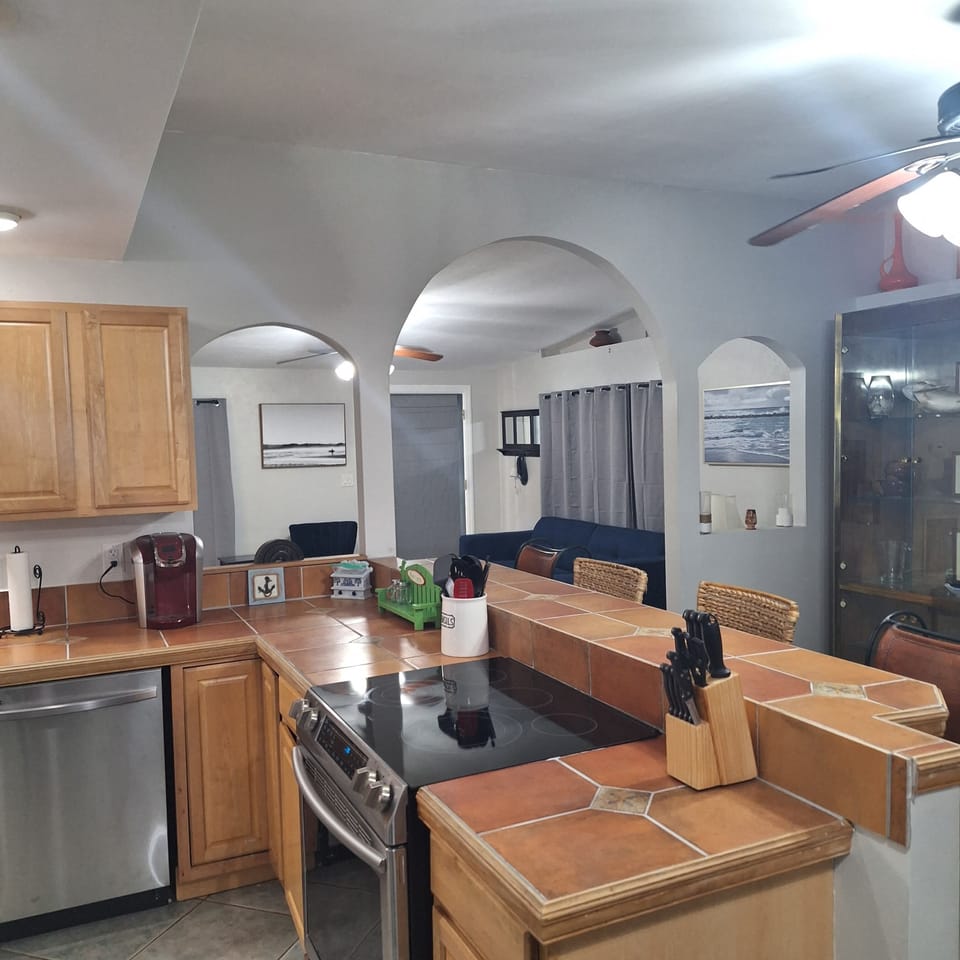 From kitchen into living room