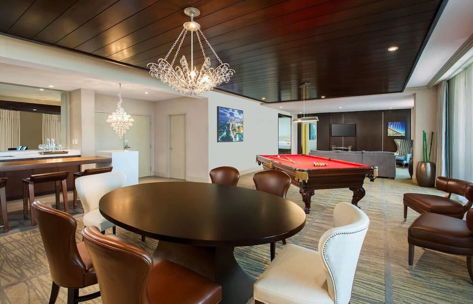 Share meals at the dining table after a fun night in.