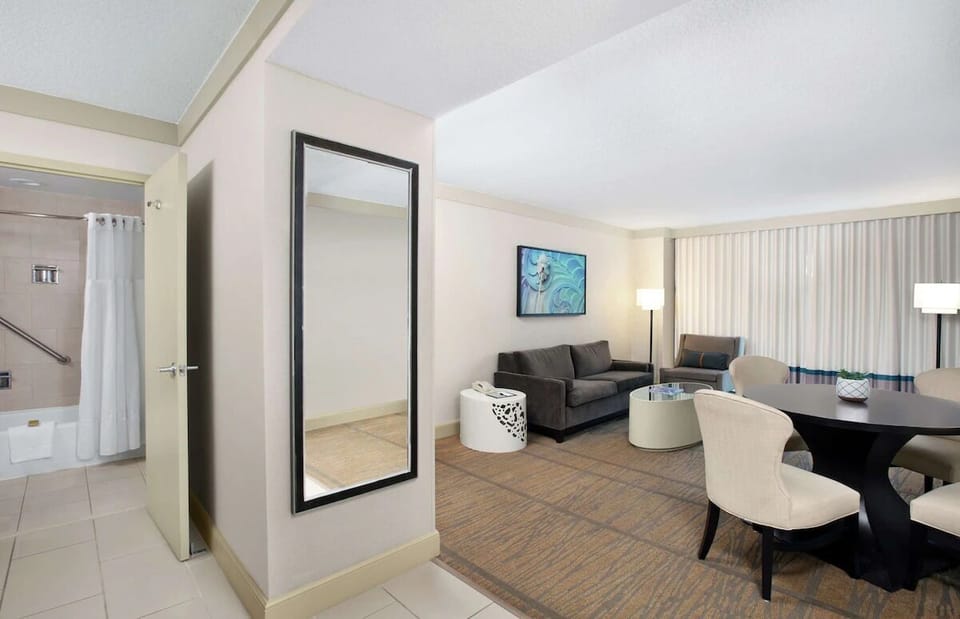 Indulge in a spacious suite with relaxing in-room soaking tub.