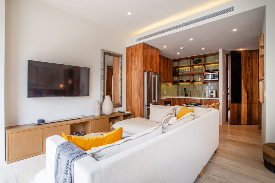 You can watch the smart TV from the comfort of the sofa or the bed