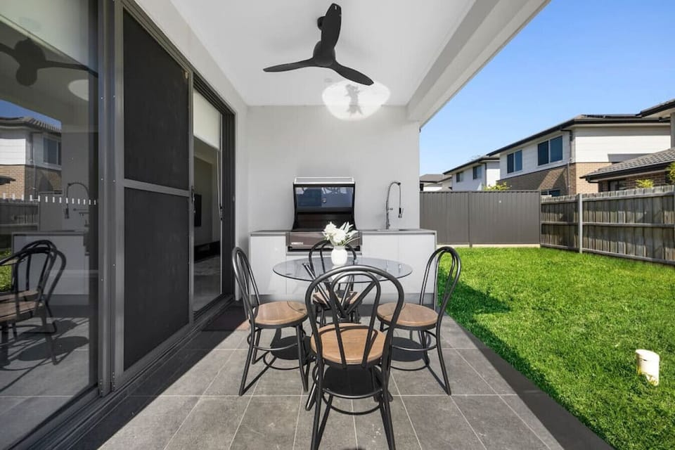 BBQ grill, outdoor dining and backyard