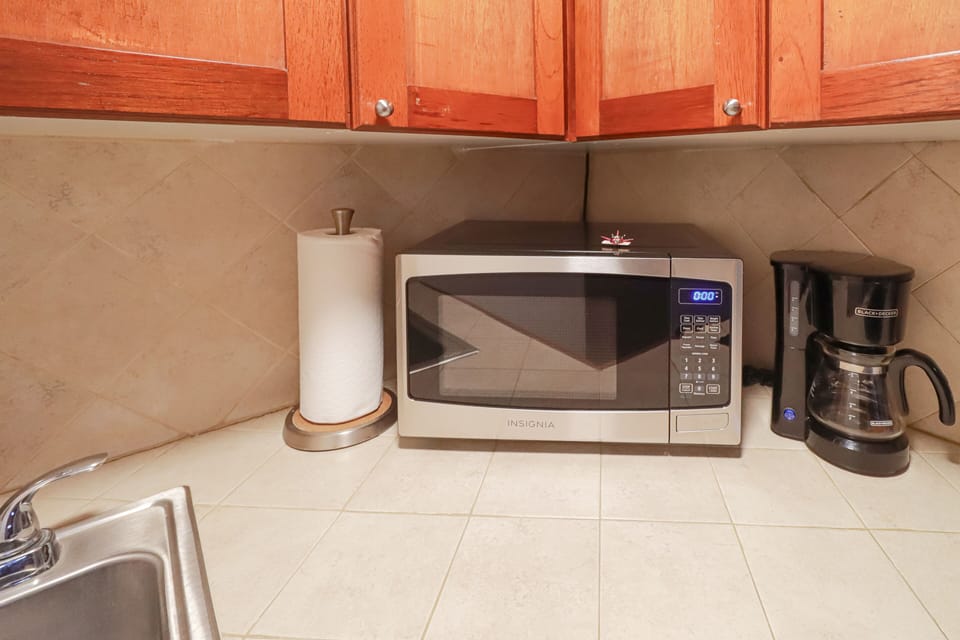 Microwave and coffee maker 