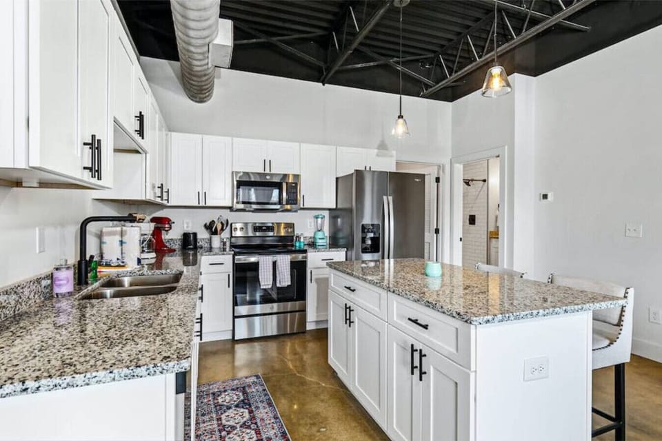 Fully equipped kitchen with plenty of space for group meals or takeout nights