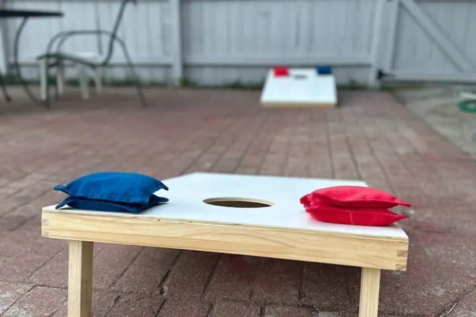 Let the games begin! Backyard entertainment includes a classic game of Bags