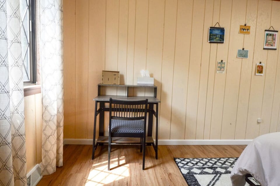 Dedicated workspace in bedroom on second floor