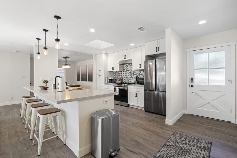 Remodeled Kitchen Island with Bar Stools