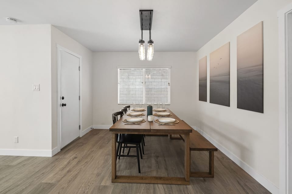 Spacious Wooden Dining Table with plenty of seating space