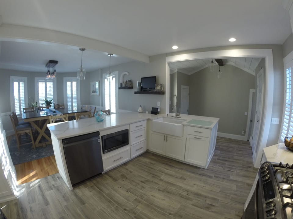 Kitchen dishwasher and mirowave.