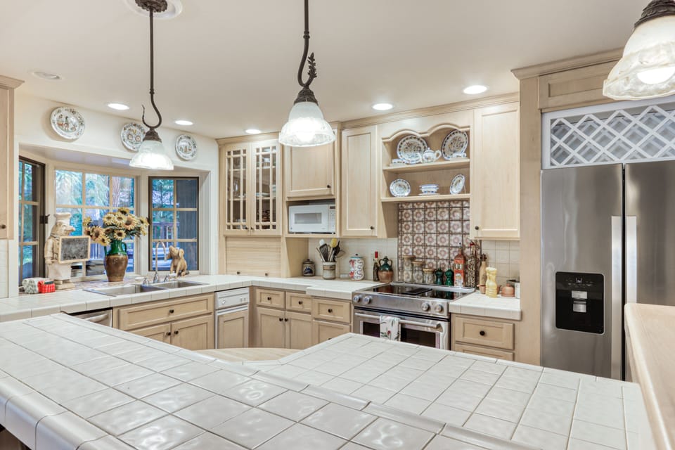 Kitchen with lots of counter space and butcher block