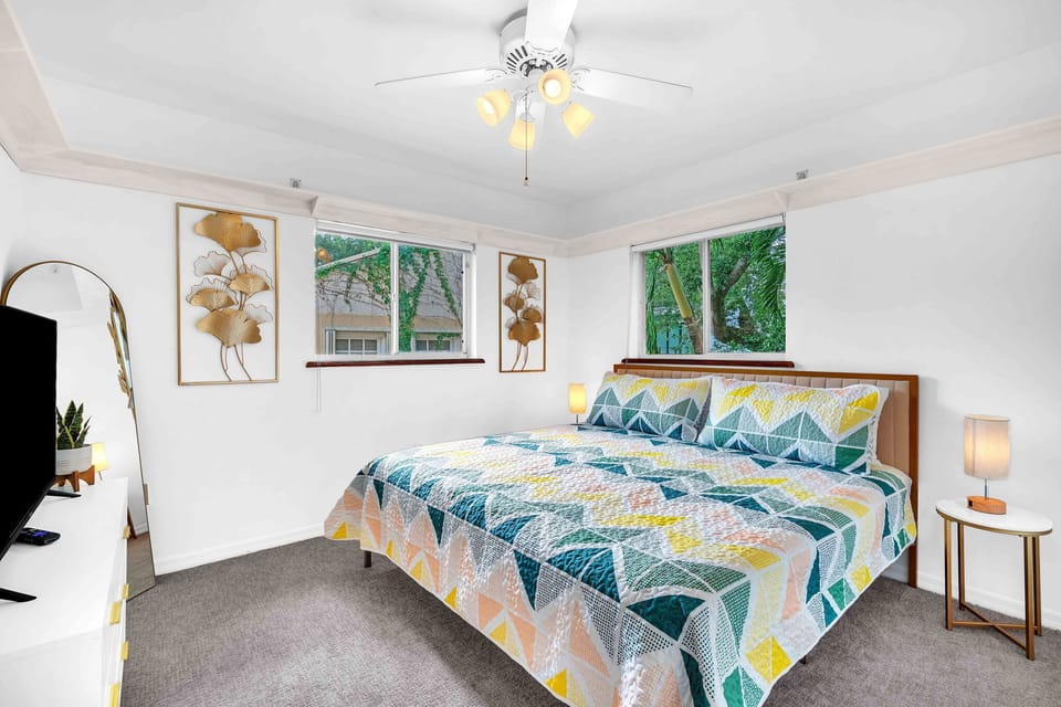 Experience restful nights on plush king-sized beds with clean linens, complemented by entertainment-ready TVs in each bedroom.