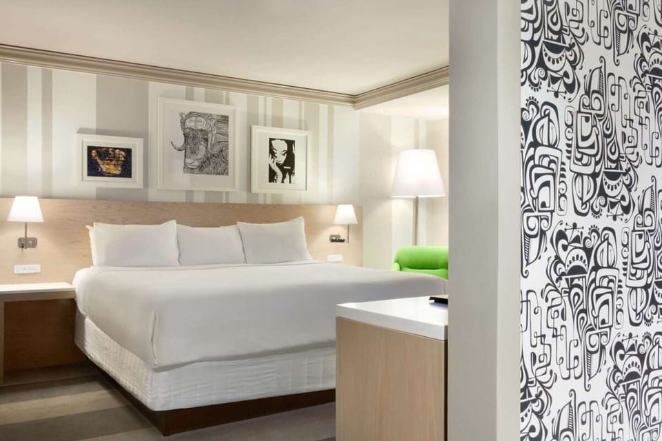 Recharge in a stylish suite corner with artful accents.
