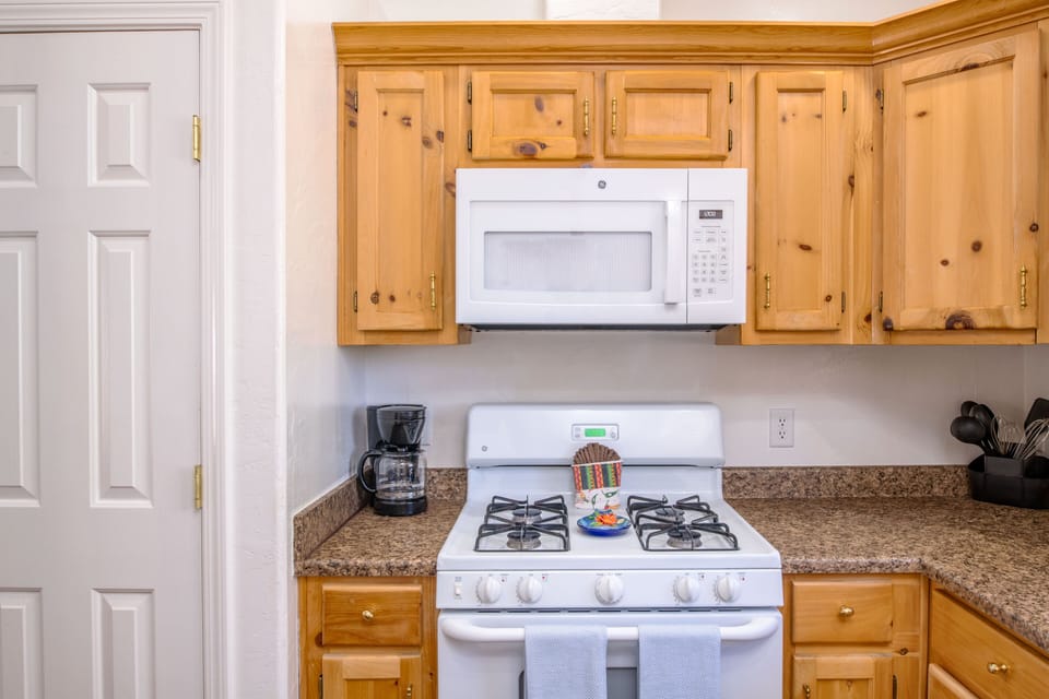 Gas Range and Microwave.
