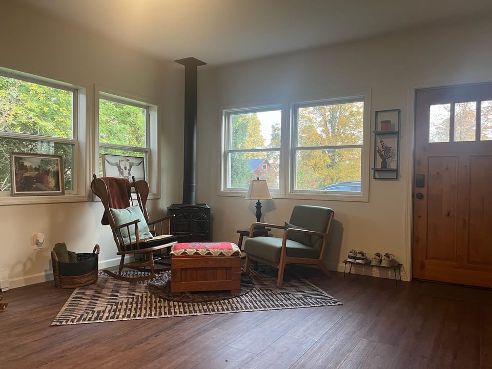 Cozy, gas fireplace seating area