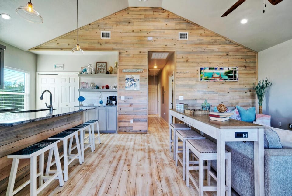 Our living, dining, and kitchen space.