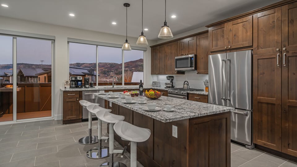 Kitchen, Upper Level - Island with deck access
