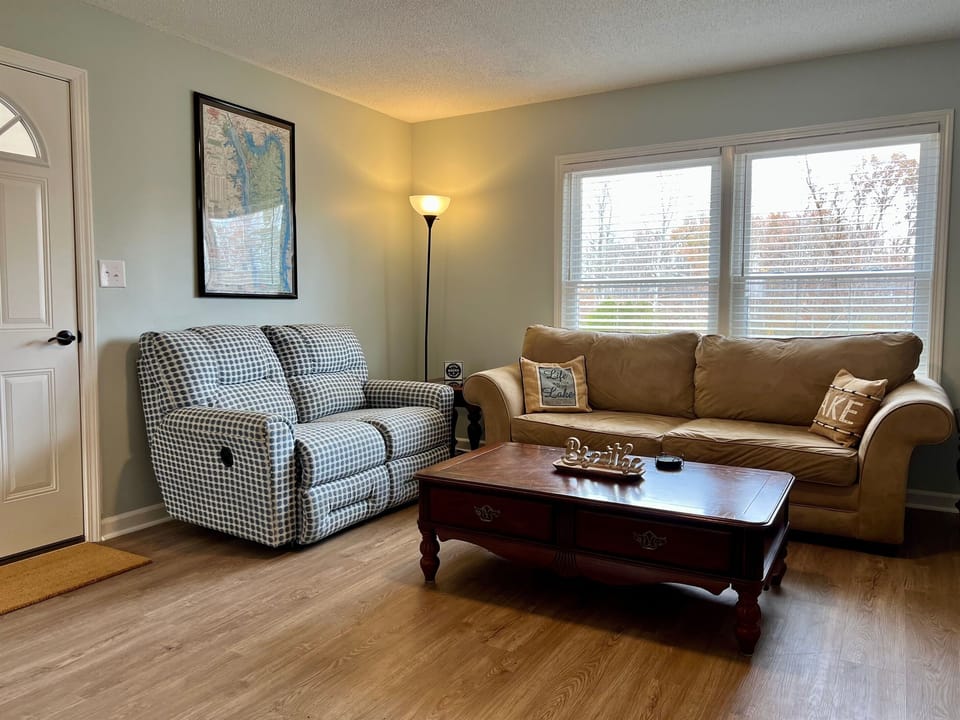 Relax on the comfortable furniture in the living area