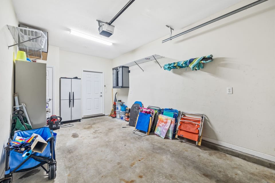 Beach chairs and beach equipment may be in the garage for guests to use when left by other guests.