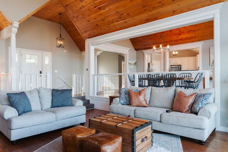 Oversize comfy sofas in the open plan living room
