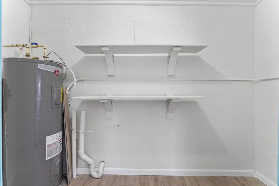 Generous shelving keeps your belongings organized during your stay.