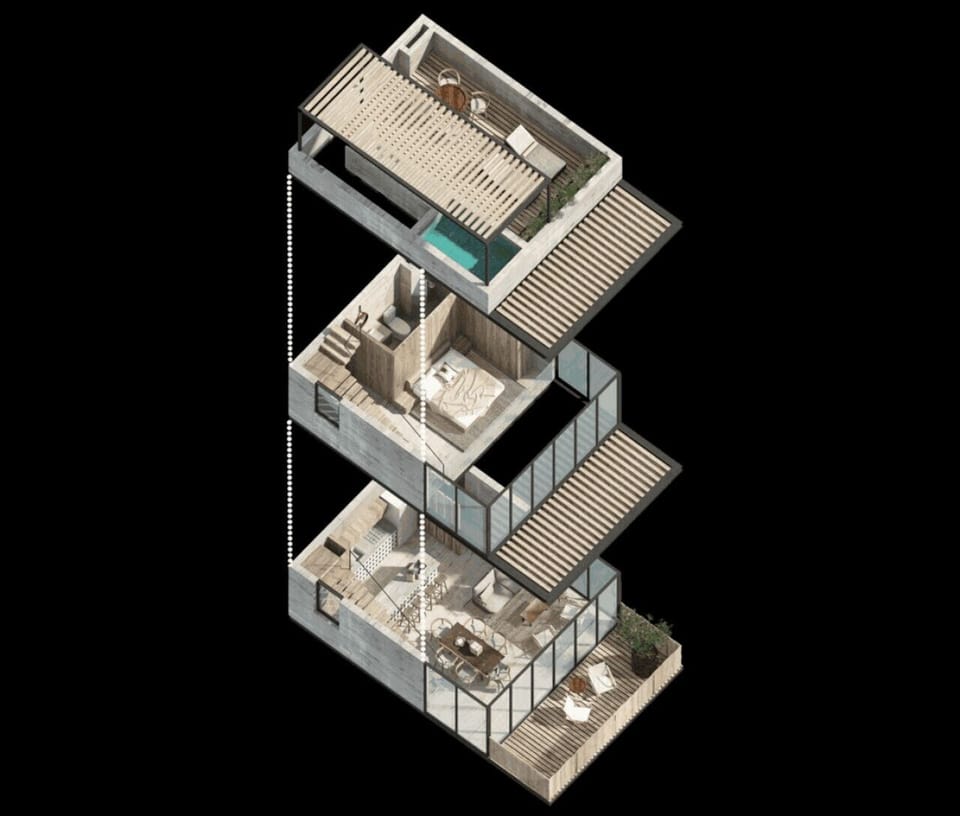 Floor Plan of Our 3 Level Penthouse on 1200ft2 / 106m2