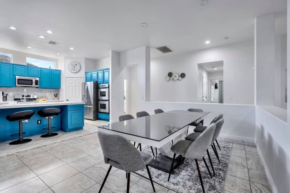 open-concept kitchen and dining area