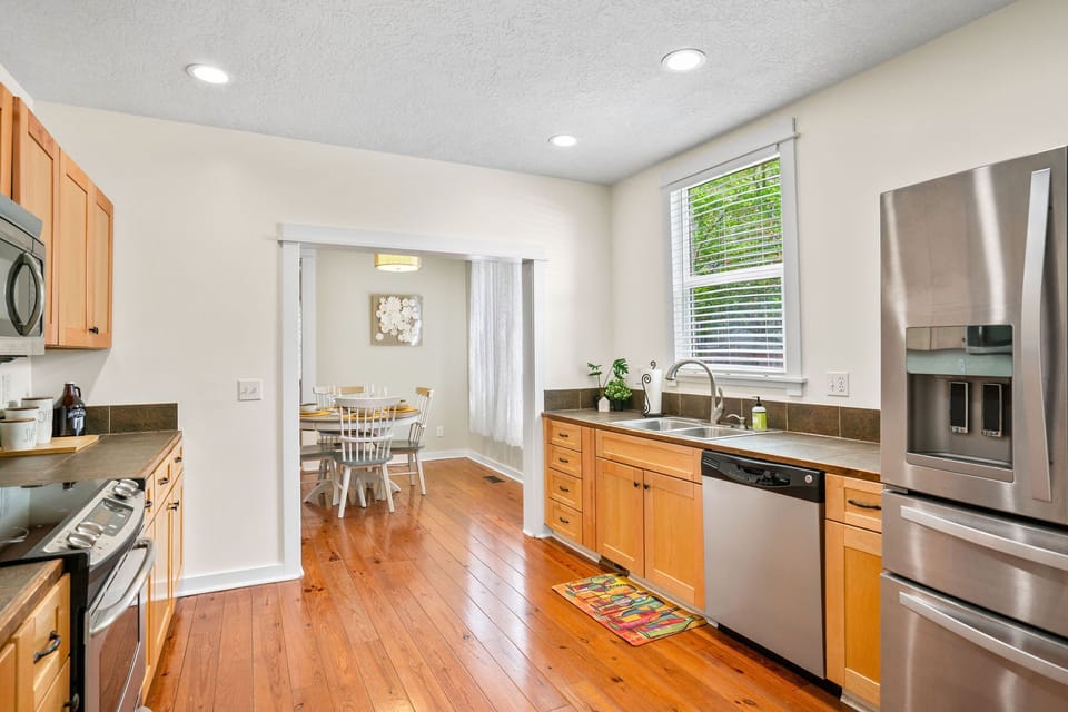 Large Kitchen leads connected to Dining room.