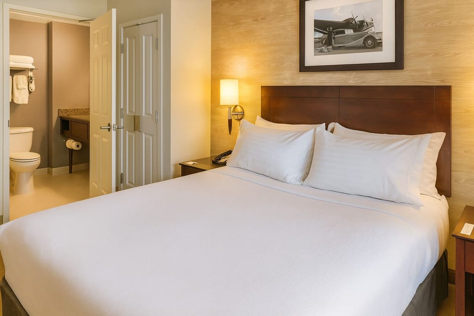 Unit with Queen bed. Exact unit will be assigned upon arrival. Views, colors, and decor may vary.