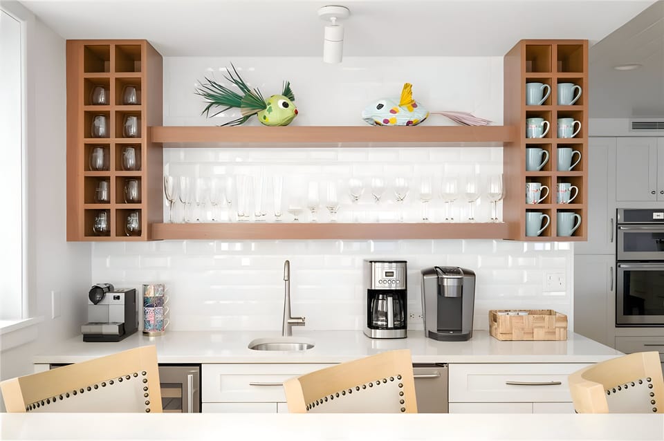 Second sink, second beverage refrigerator and separate ice machine.