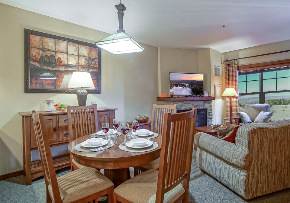 Dining and living room area of the studio