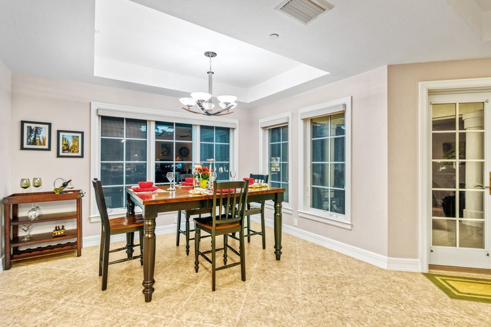 Warm lighting and intimate vibes make this dining space perfect for lingering over late-night conversations and second helpings.