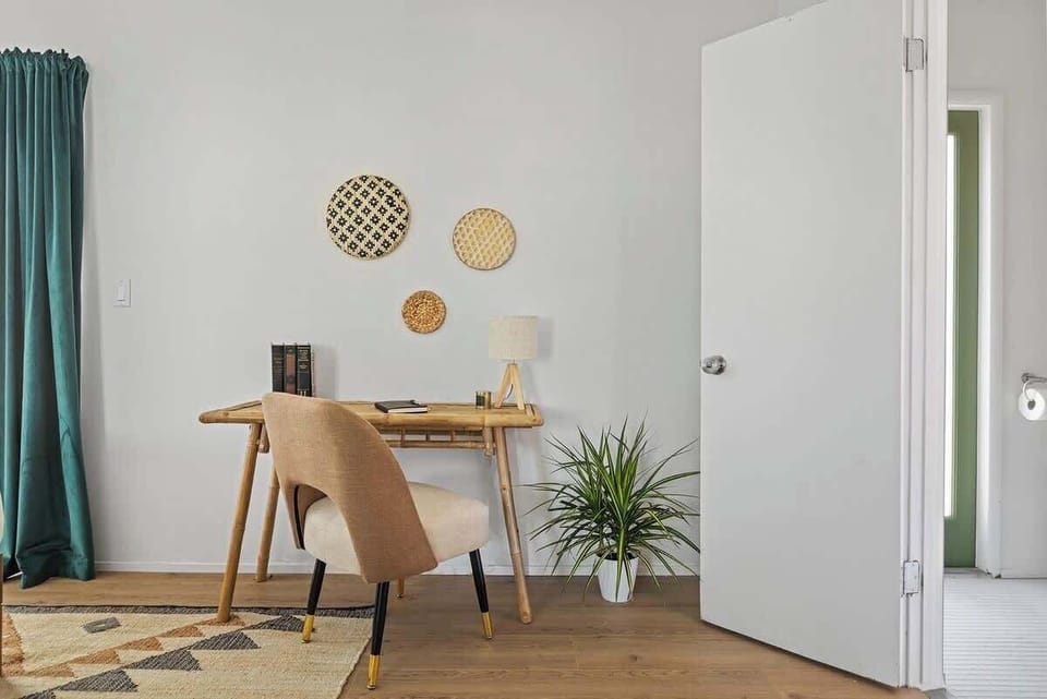 Dedicated workspace and laptop friendly desk for those who need to work on the go!