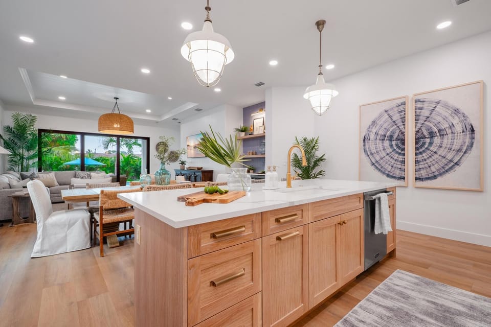 Kitchen Island looking towards dining area and living room
